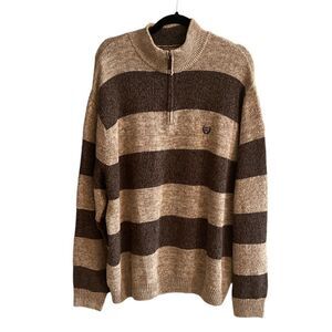 Men’s 2XL XXL Grandpa core half zip thick chunky striped sweater